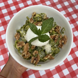 Orecchiette pesto and burrata